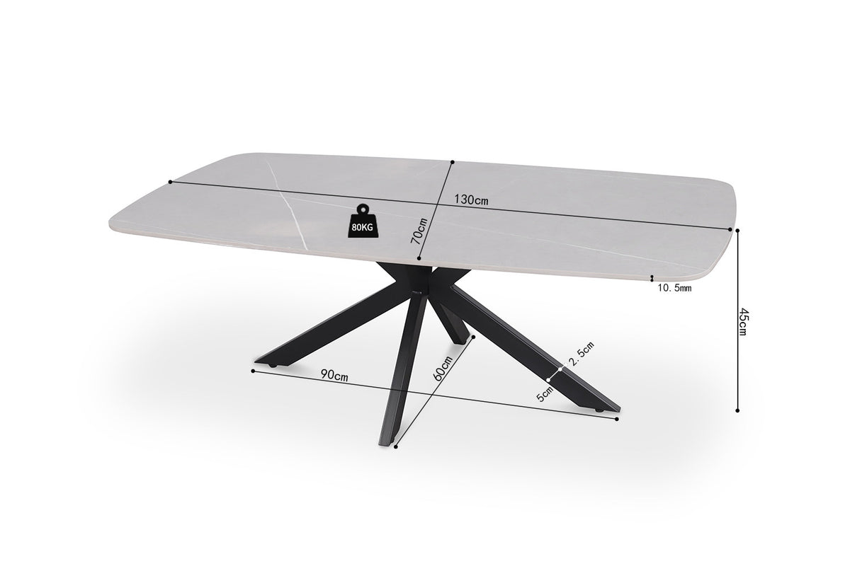 Rousseau - Table basse Apollo 130 cm Danoise Ovale Gris Pierre - 45x130x70cm