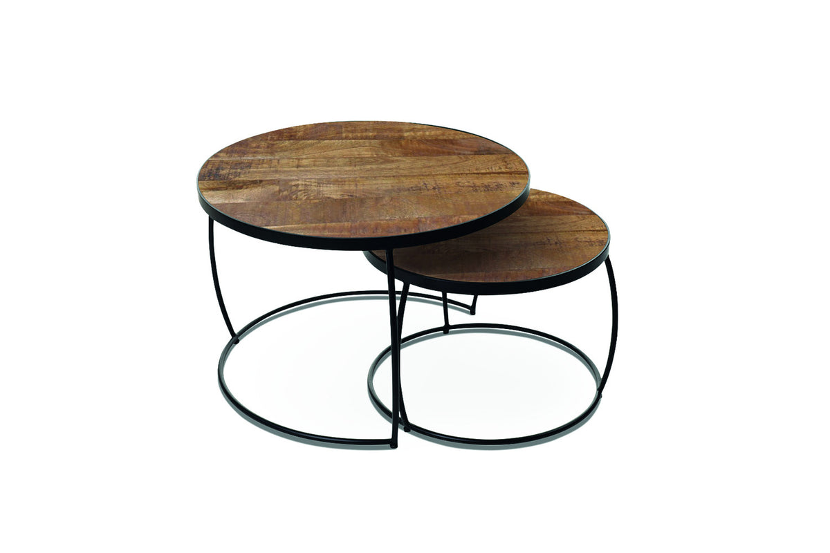 Rousseau - Salontafel Lars 2-delig Mango hout - 43x65x65cm