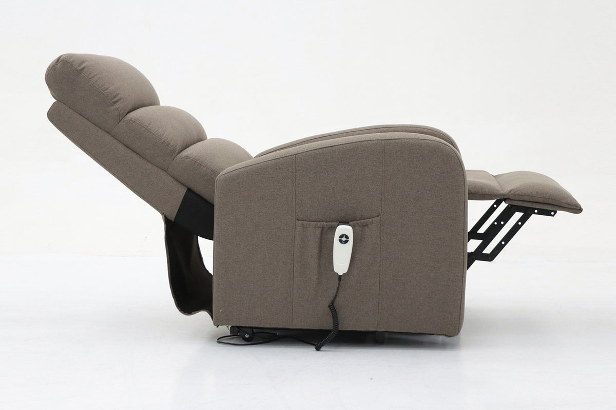 Rousseau - Electrische relax met lift Bruges Stof Taupe - 106x73x85 cm