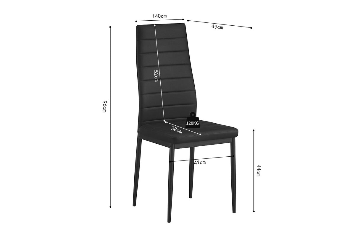 Rousseau - Lot de 4 chaises Cato/Kenzo - PU Noir - 96x41x48 cm