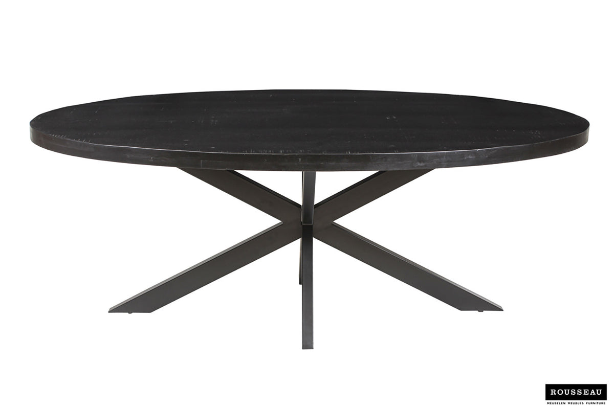 Rousseau - Table Alexa 200 cm Ovale Manguier noir - 76x200x100cm