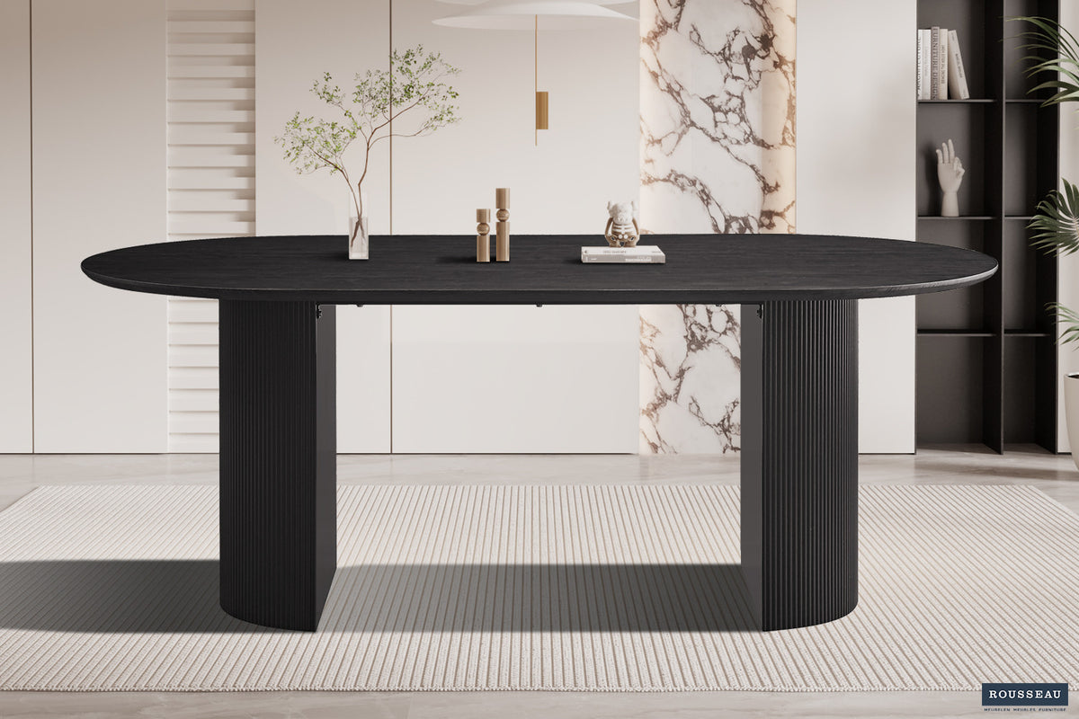 Rousseau - Table Lagos 200 cm Ovale Décor Marron Foncé - 76x200x110 cm