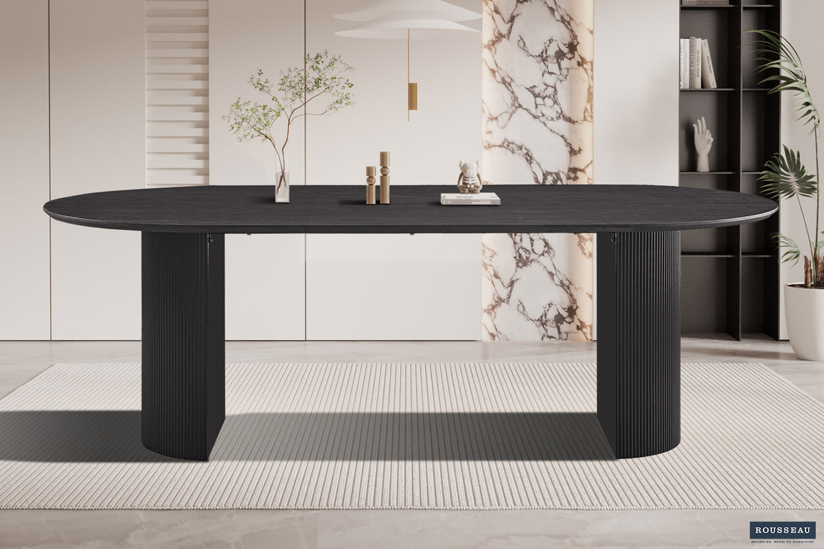 Rousseau - Table Lagos 220 cm Ovale Décor Marron Foncé - 76x220x110 cm
