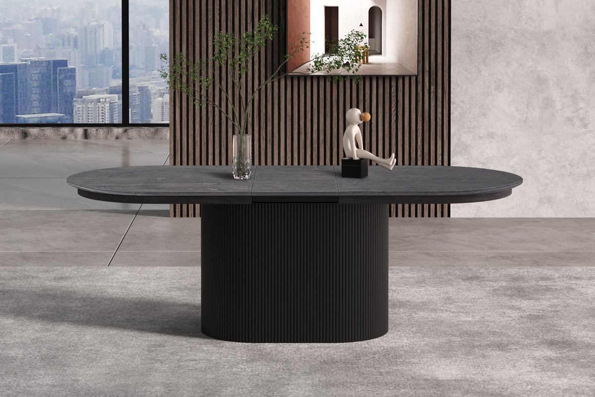 Rousseau - Table extensible Lagos 180-220 cm Décor Ovale Marron Foncé - 75x220x110 cm