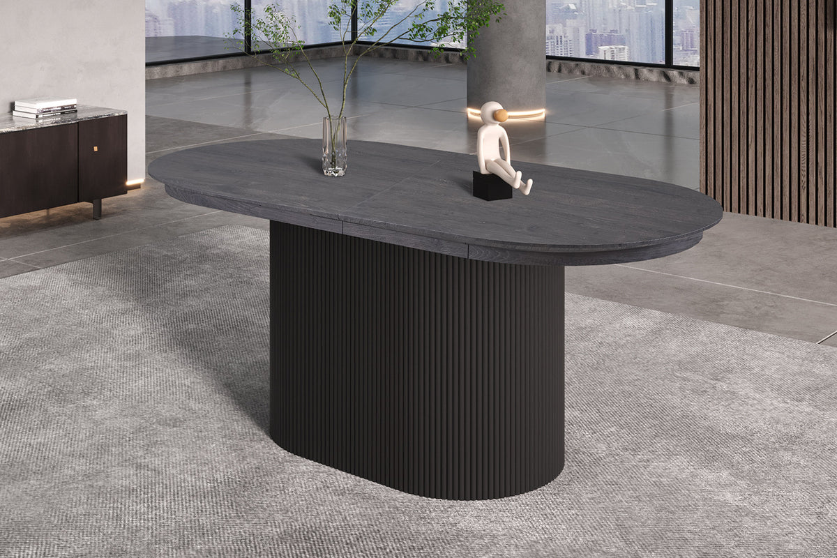 Rousseau - Table extensible Lagos 180-220 cm Décor Ovale Marron Foncé - 75x220x110 cm