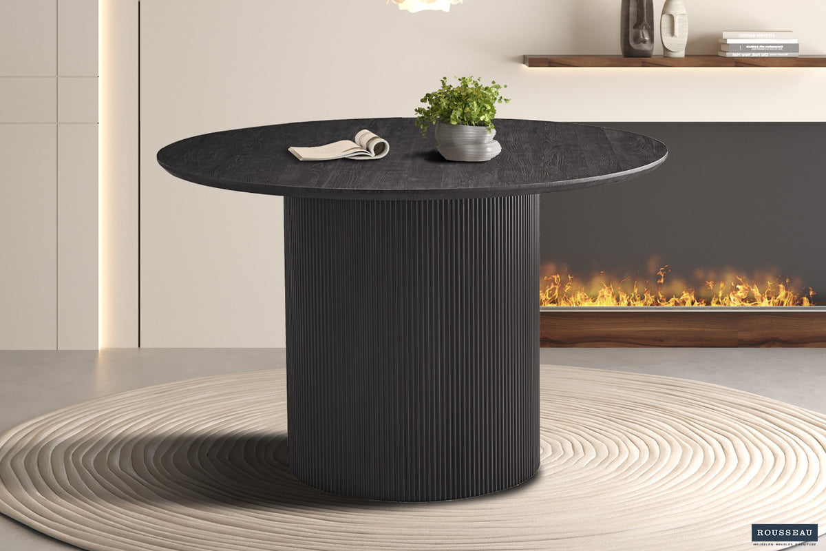 Rousseau - Table Lagos 120 cm Ronde Décor Marron Foncé - 76x120x120 cm