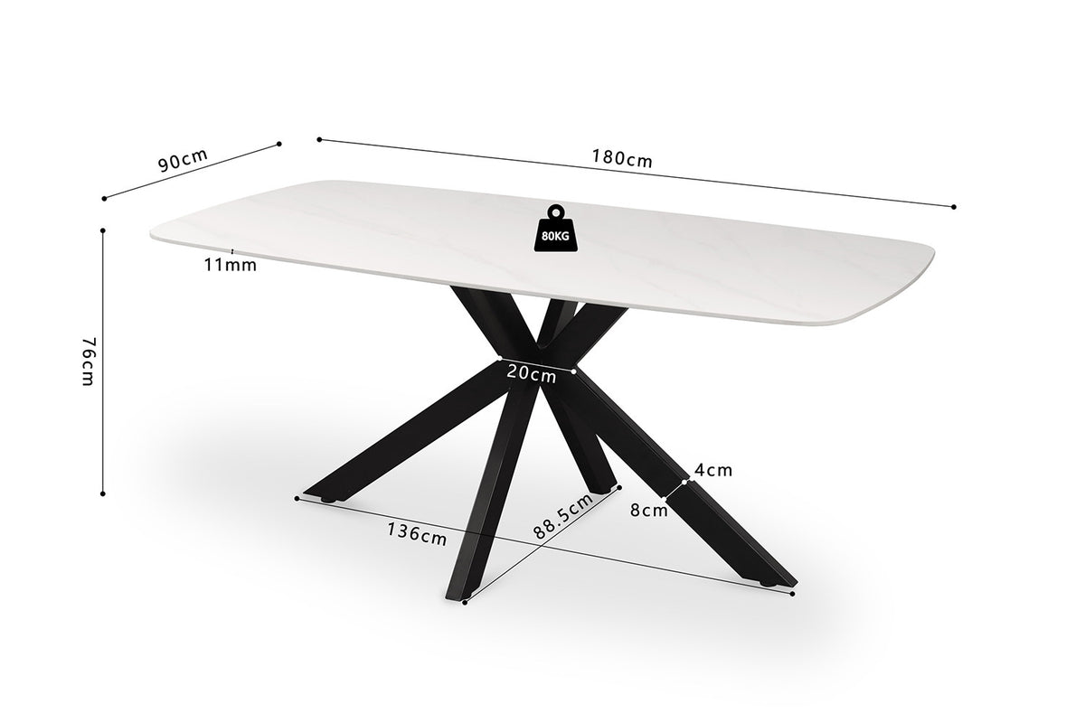 Rousseau - Tafel Apollo 180 cm Deens Ovaal Steen Wit - 76x180x90cm