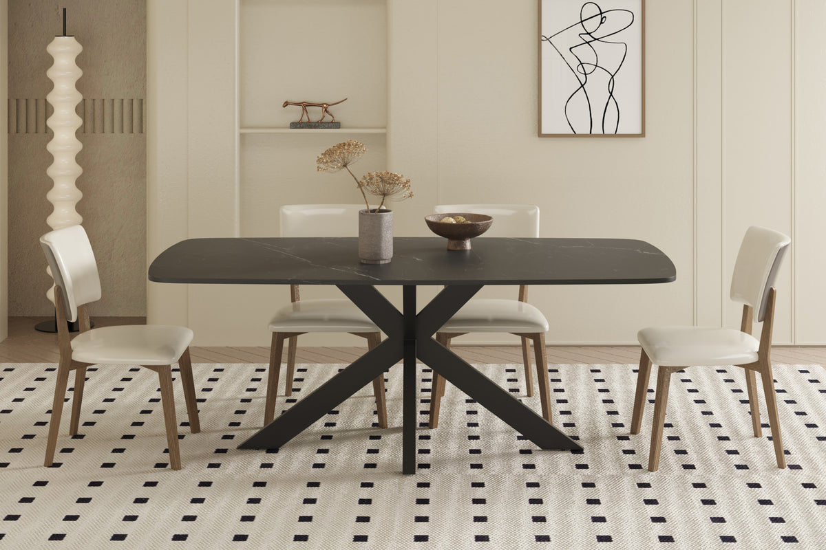 Rousseau - Table Apollo 180 cm Danois Ovale Pierre Noir - 76x180x90cm