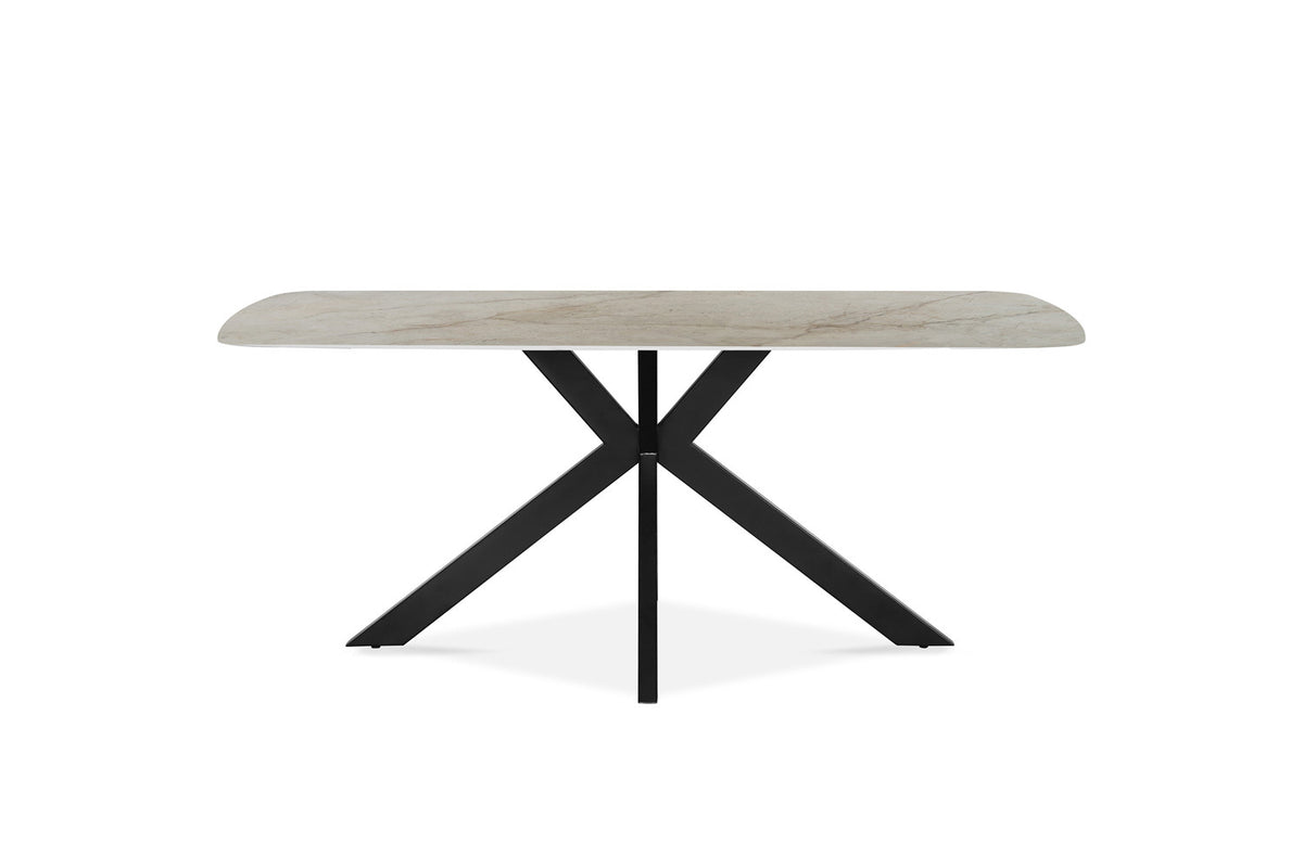 Rousseau - Tafel Apollo 180 cm Deens Ovaal Glanzend Steen Shakespear Beige - 76x180x90cm