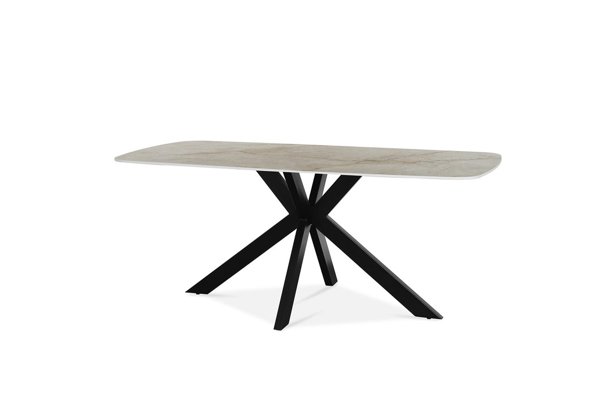 Rousseau - Tafel Apollo 180 cm Deens Ovaal Glanzend Steen Shakespear Beige - 76x180x90cm