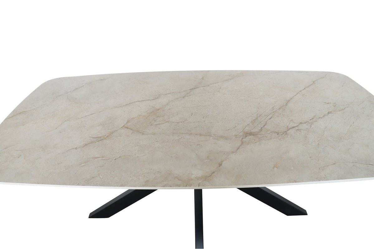 Rousseau - Tafel Apollo 180 cm Deens Ovaal Glanzend Steen Shakespear Beige - 76x180x90cm