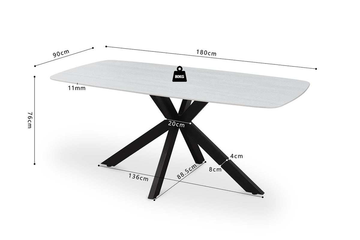Rousseau - Table Apollo 180 cm Danois Ovale Pierre Baroque Gris - 76x180x90cm