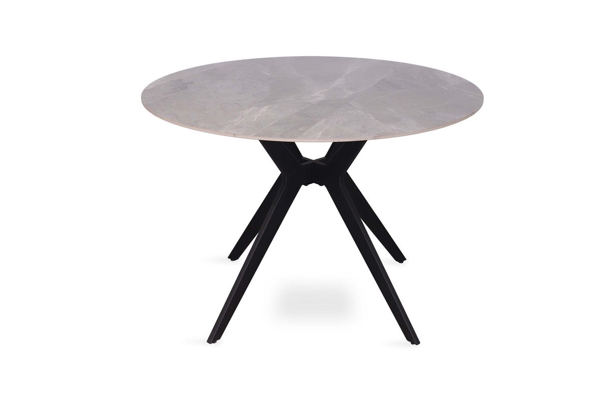 Rousseau - Table Apollo 110 cm Ronde Pierre Brillante Gris Italien - 75.5x110x110cm