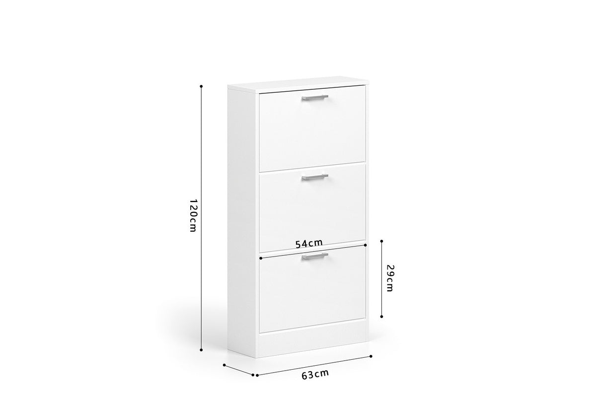 Rousseau - Schoenenkast Carini 3 laden Wit - 120x63x23 cm