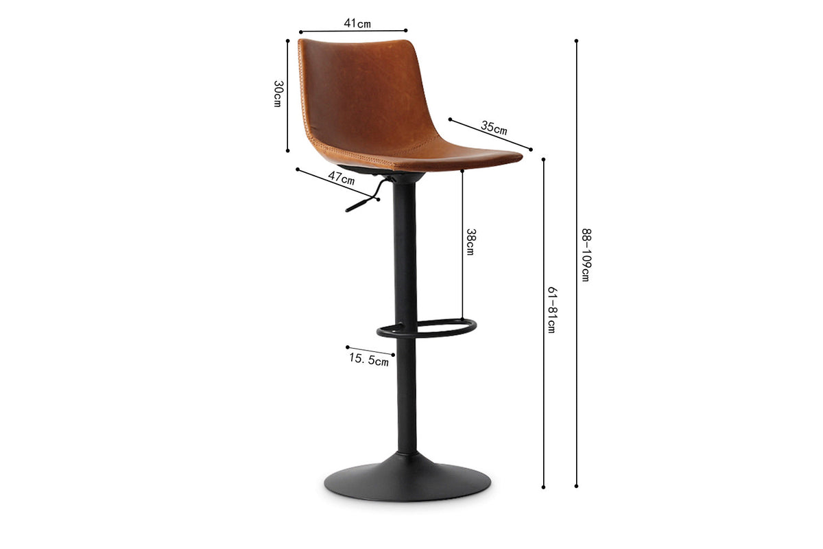 Rousseau - Barstoel Trevi PU Cognac - 88x41x47 cm