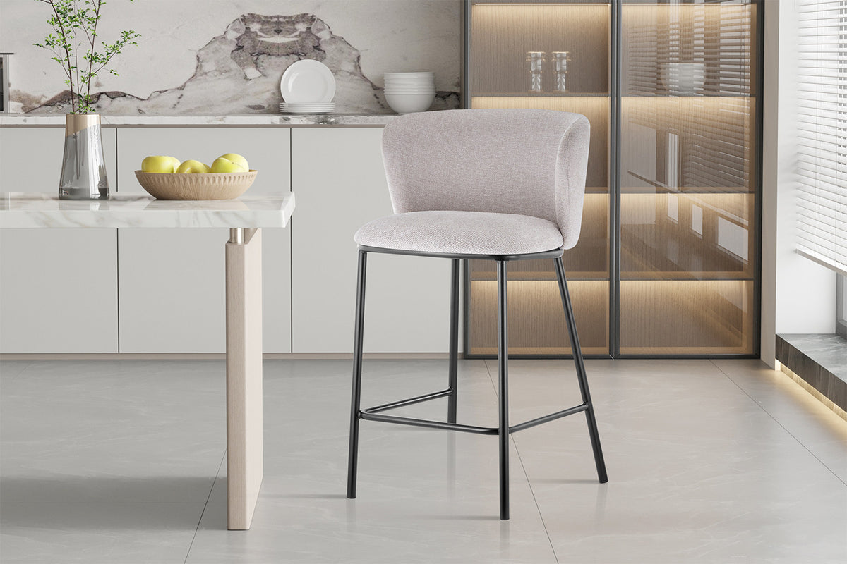 Rousseau - Barstoel Arthur Stof Beige - 88.5x53x50.5 cm