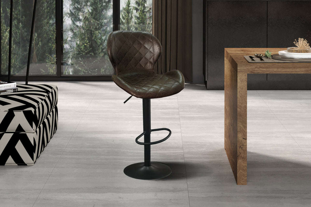 Rousseau - Chaise de bar Malaga PU Marron foncé - DEC8031 - 90x48x52 cm