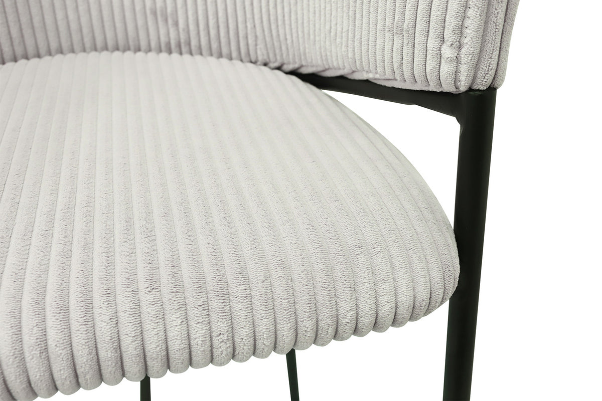 Rousseau - Tabouret de bar Hugo Velours côtelé Gris clair - 90x54x59 cm