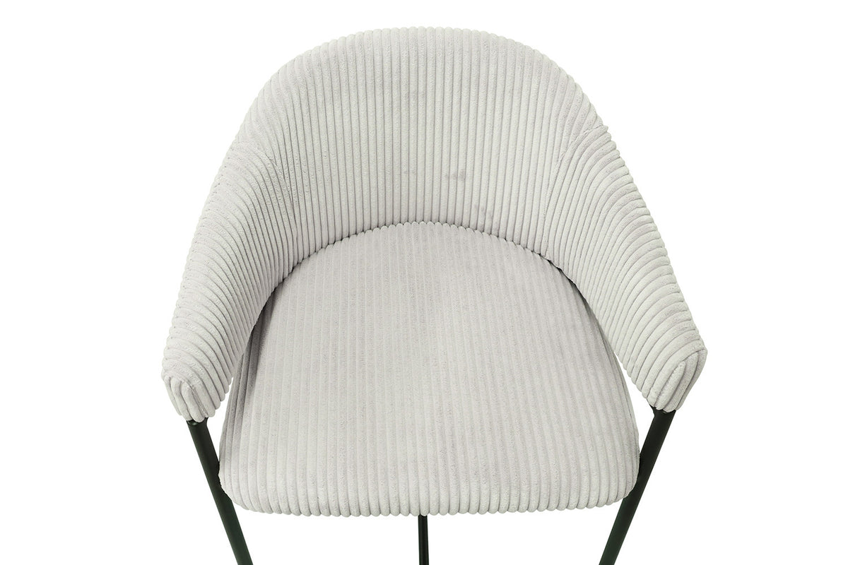 Rousseau - Tabouret de bar Hugo Velours côtelé Gris clair - 90x54x59 cm