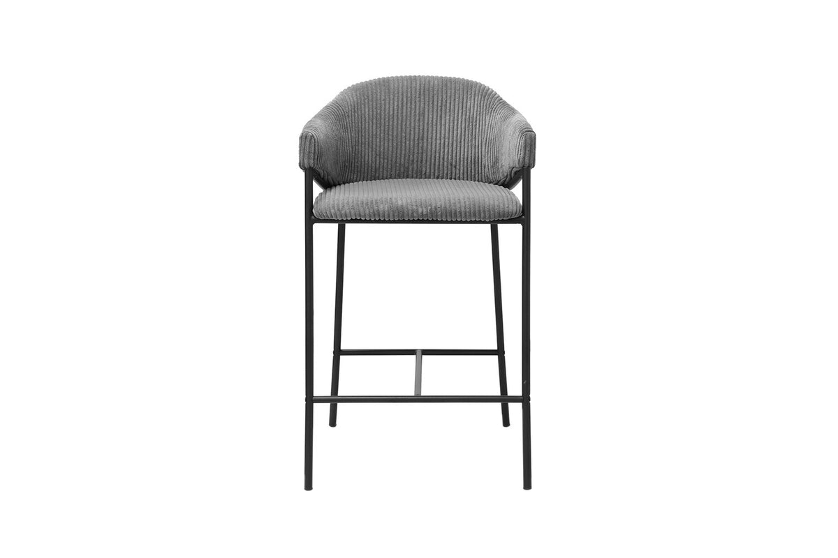 Rousseau - Tabouret de bar Hugo Velours côtelé Gris foncé - 90x54x59 cm