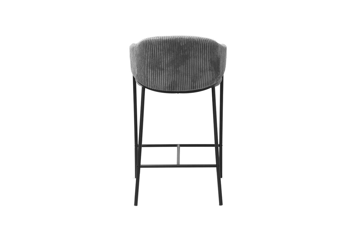 Rousseau - Tabouret de bar Hugo Velours côtelé Gris foncé - 90x54x59 cm