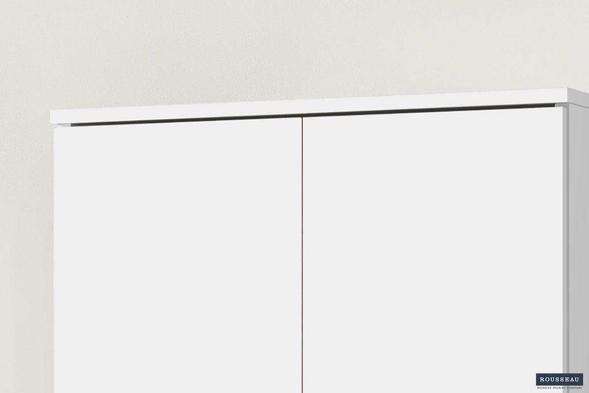 Rousseau - Meuble de rangement Ray 2 portes et 4 étagères Blanc - 180x60x40 cm