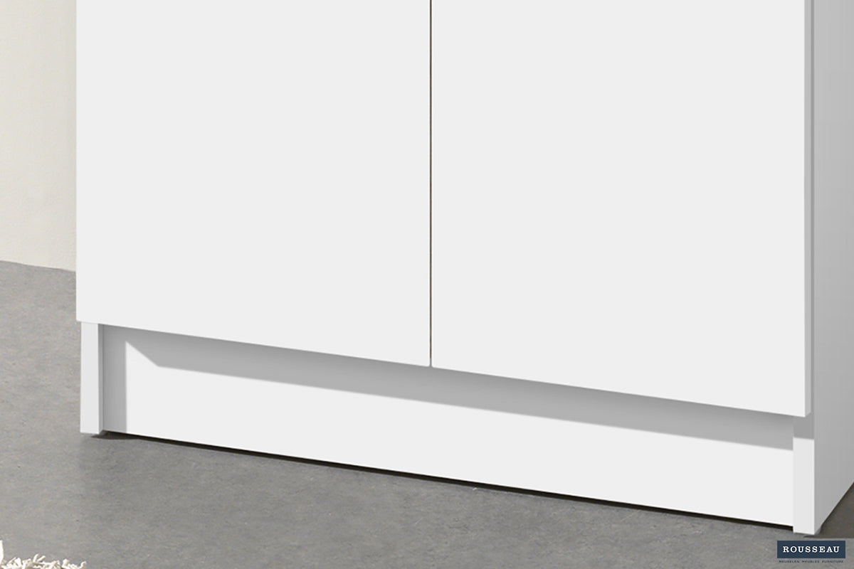 Rousseau - Meuble de rangement Ray 2 portes et 4 étagères Blanc - 180x60x40 cm