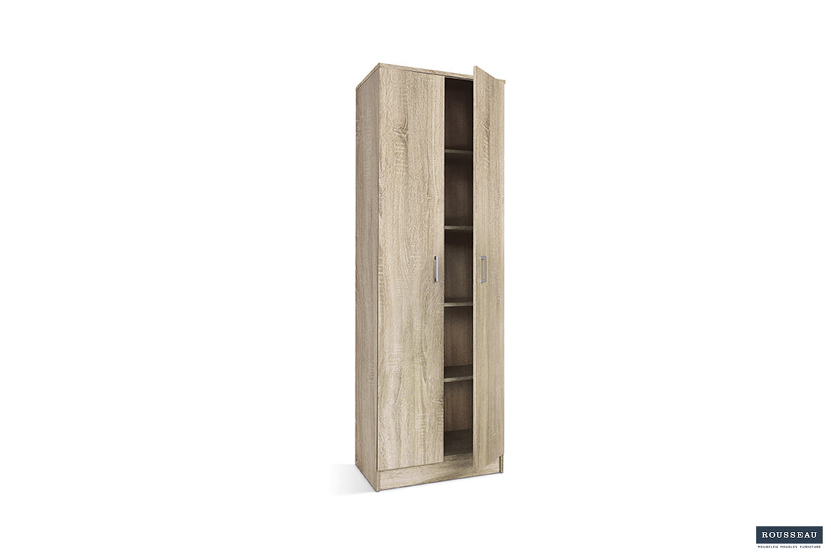 Rousseau - Opbergkast Ray 2 deuren en 4 legplanken Sonoma - 180x60x40 cm