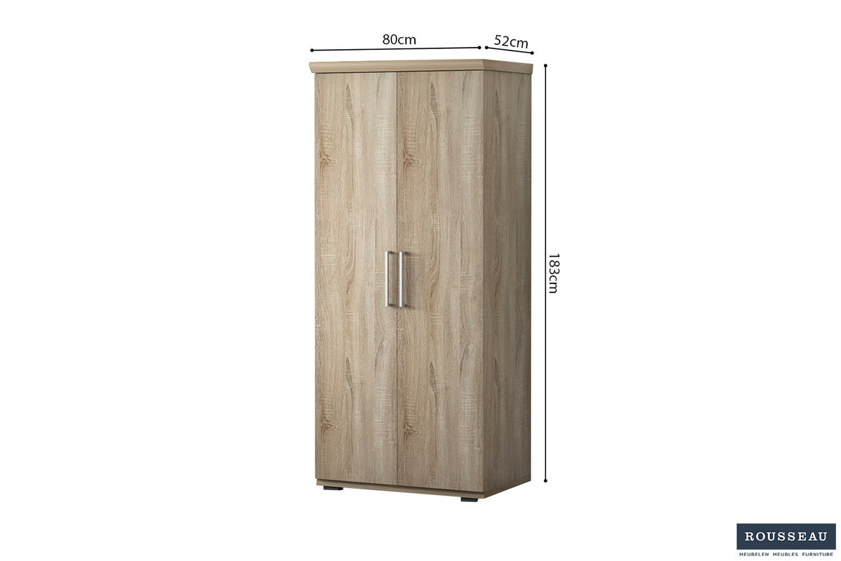 Rousseau - Armoire Mike 2 portes Sonoma - 183x80x52 cm