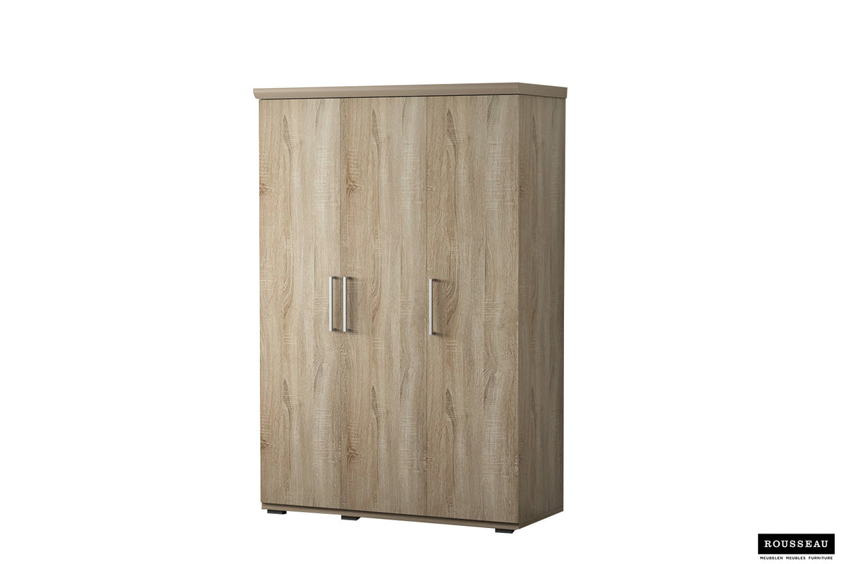 Rousseau - Armoire Mike 3 portes Sonoma - 183x120x52 cm