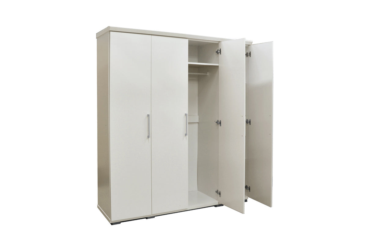 Rousseau - Armoire Mike 4 portes Blanc - 183x160x52 cm