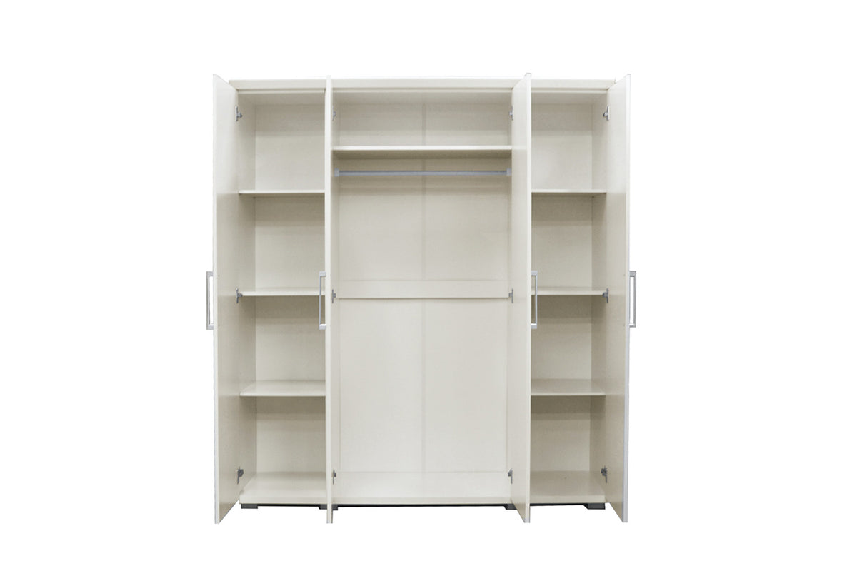 Rousseau - Armoire Mike 4 portes Blanc - 183x160x52 cm