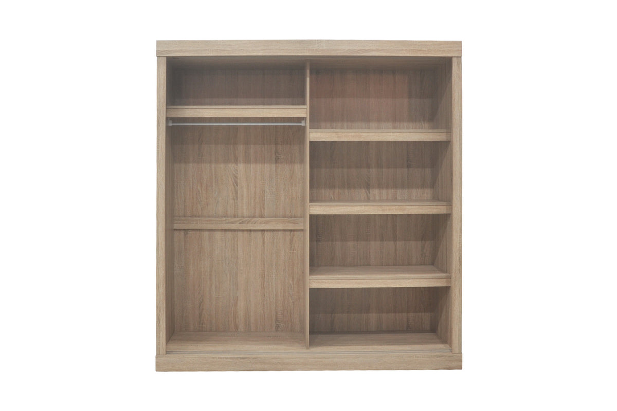 Rousseau - Armoire Mike 2 portes coulissantes, 1 porte miroir Sonoma - 197,5x182,5x52,5 cm