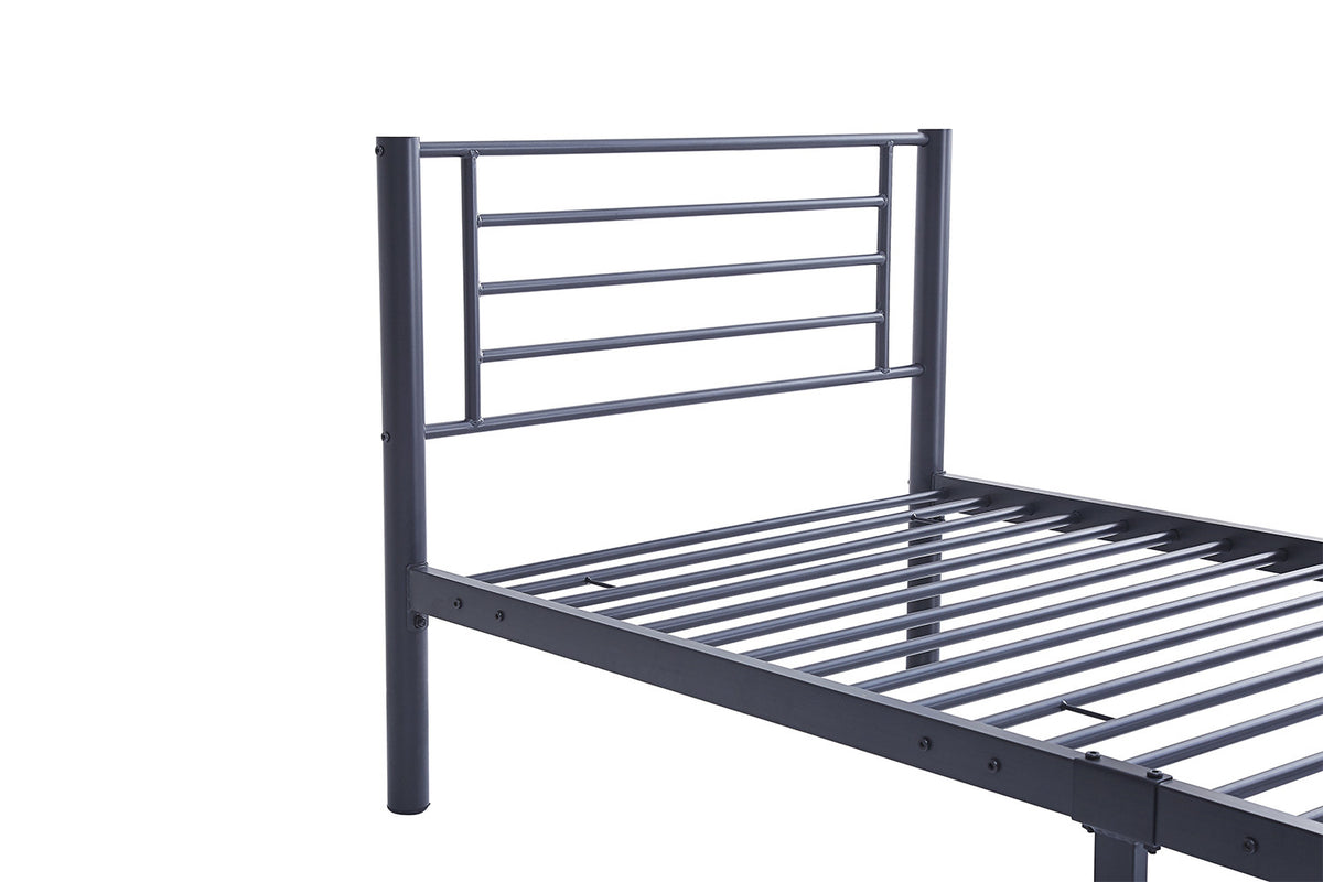 Rousseau - Lit simple Sammy 90x200 Métal Gris foncé - 80x97,5x211 cm