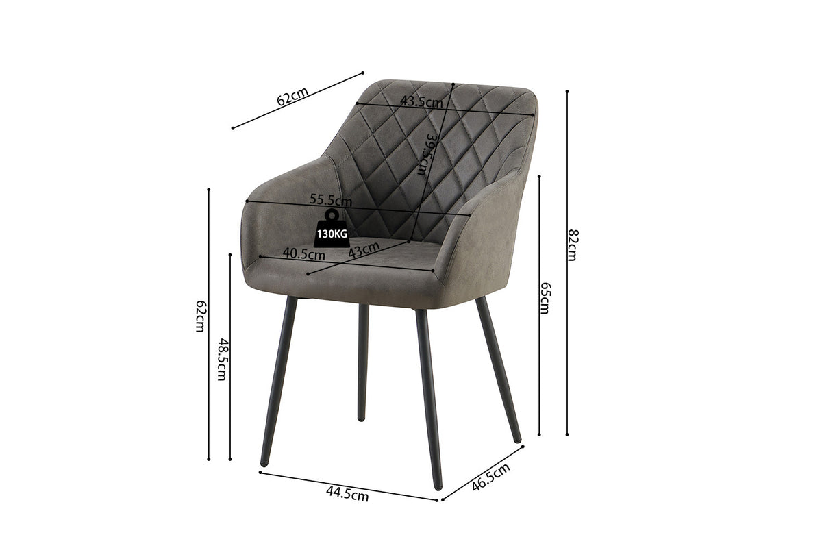 Rousseau - Chaise Peron - Micro fibre PU Gris - 82x55,5x62 cm