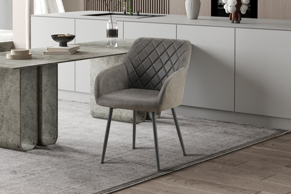 Rousseau - Chaise Peron - Micro fibre PU Gris - 82x55,5x62 cm
