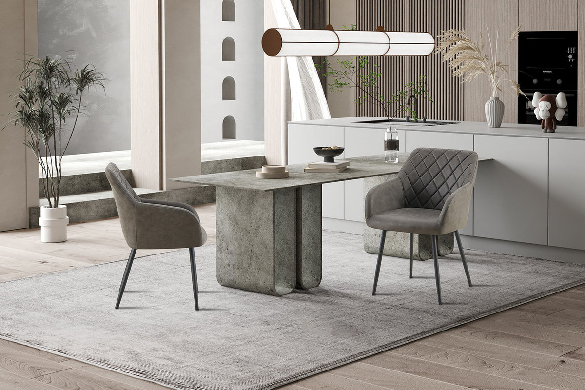 Rousseau - Chaise Peron - Micro fibre PU Gris - 82x55,5x62 cm