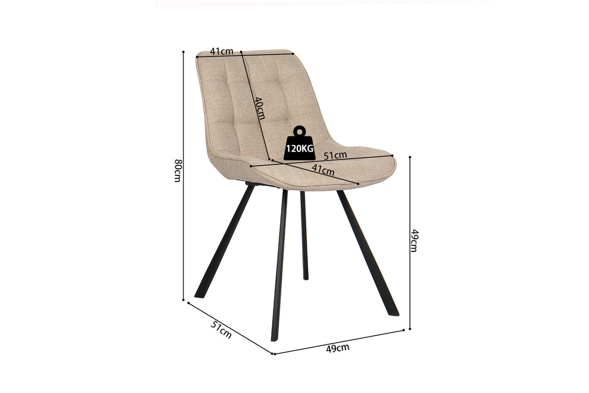 Rousseau - Chaise Ariba - Tissu Beige - 80x51x61 cm