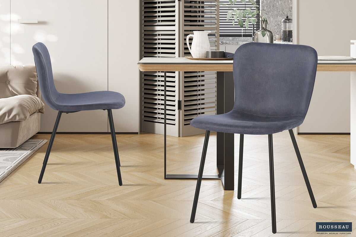 Rousseau - Chaise Susan - PU Gris Foncé - 77x45x52 cm