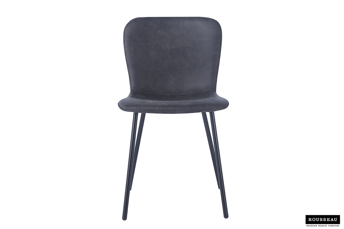 Rousseau - Chaise Susan - PU Gris Foncé - 77x45x52 cm