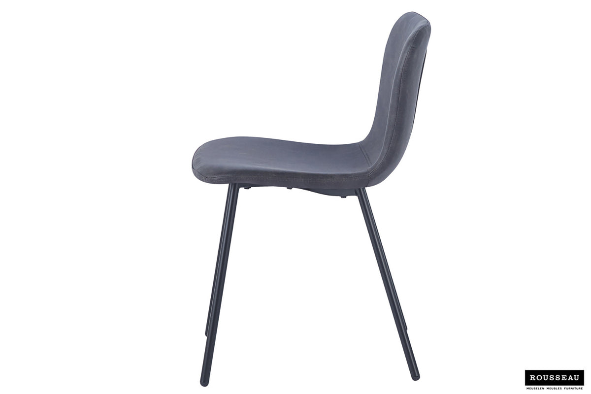 Rousseau - Chaise Susan - PU Gris Foncé - 77x45x52 cm
