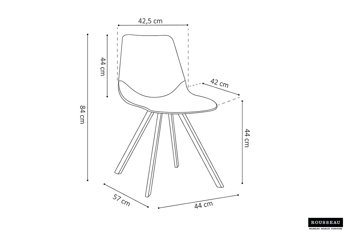 Rousseau - Chaise Oslo - PU Cognac - 84x44x57 cm