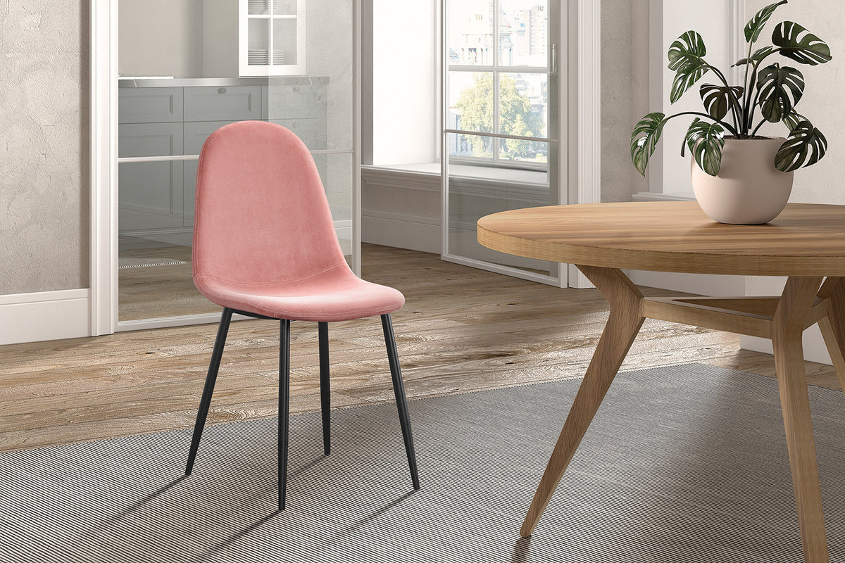 Rousseau - Chaise Boy - Velours Rose - 87x49x54 cm