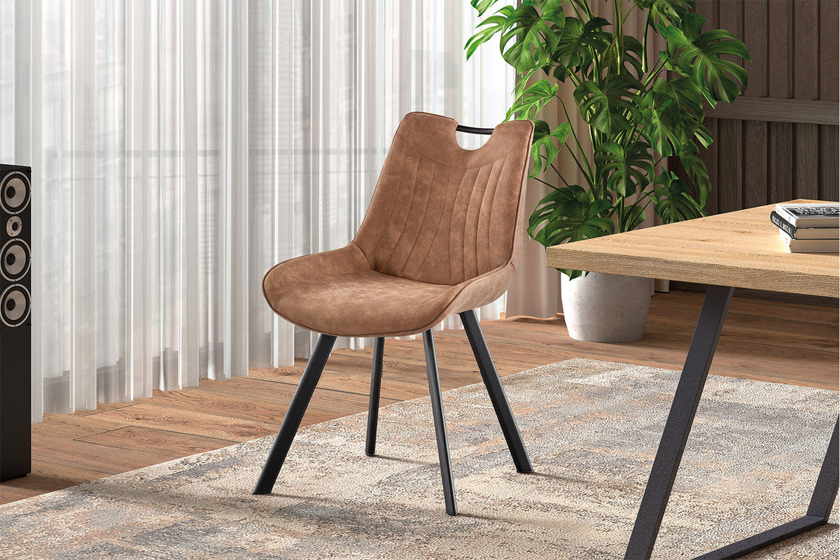 Rousseau - Chaise Pablo - Micro fibre PU Marron foncé - 87x54x63 cm