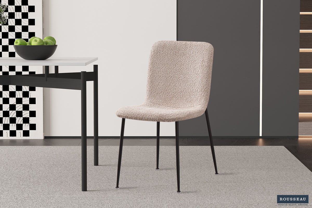 Rousseau - Chaise Alice Boucle - Beige - 81,5x42x57 cm