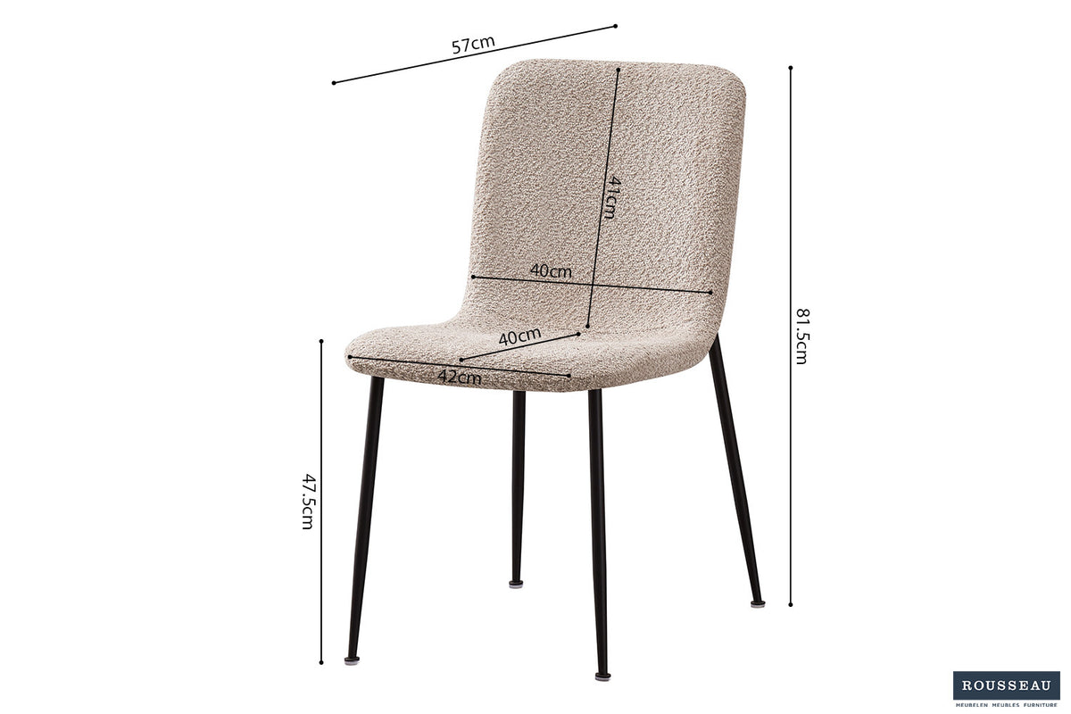Rousseau - Chaise Alice Boucle - Beige - 81,5x42x57 cm