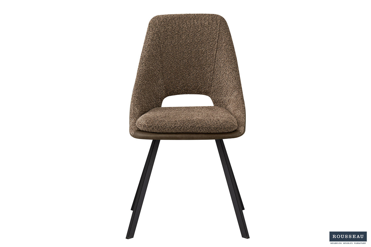 Rousseau - Chaise Filou Boucle - Dossier Sable PU Marron - 85x48x56 cm