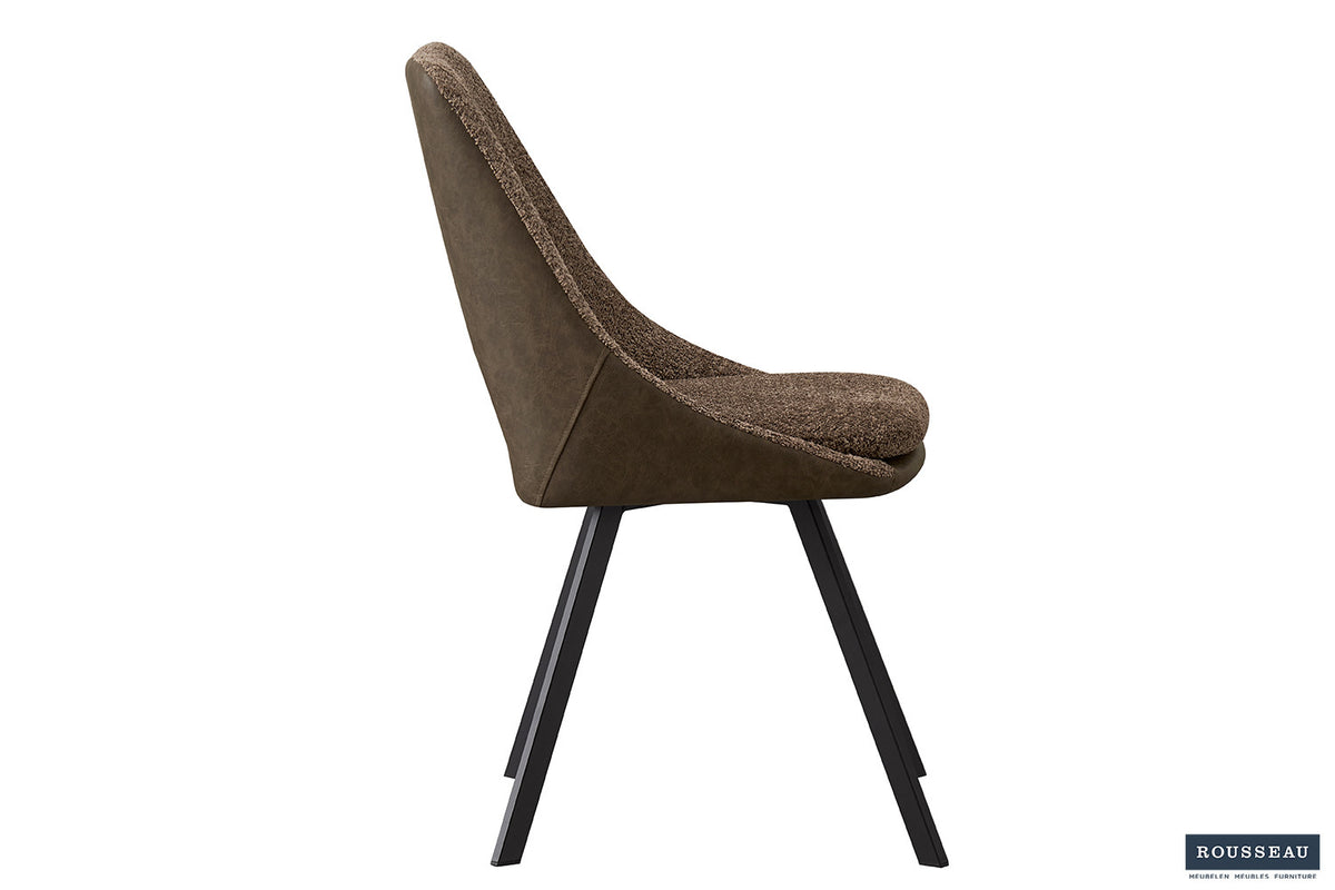 Rousseau - Chaise Filou Boucle - Dossier Sable PU Marron - 85x48x56 cm