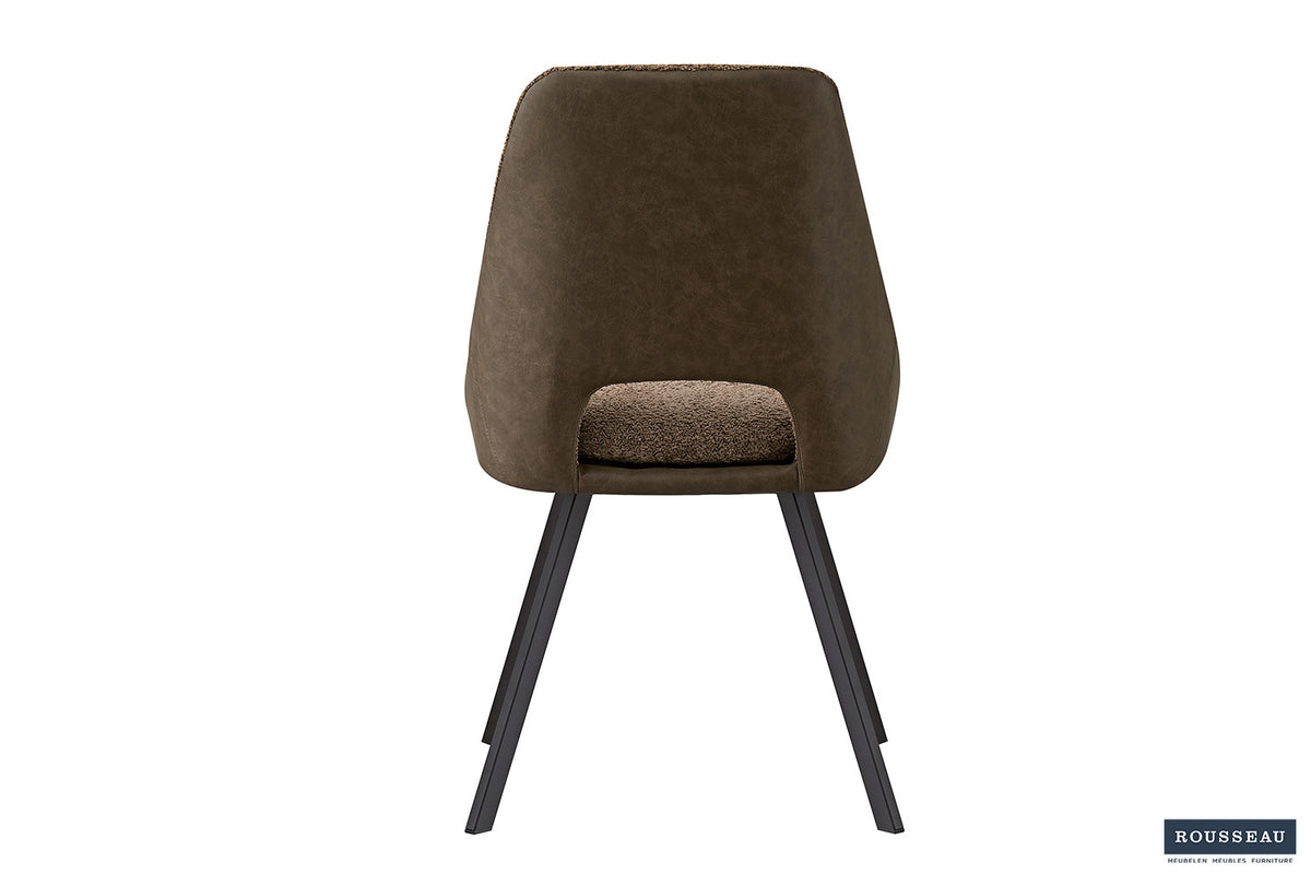 Rousseau - Chaise Filou Boucle - Dossier Sable PU Marron - 85x48x56 cm
