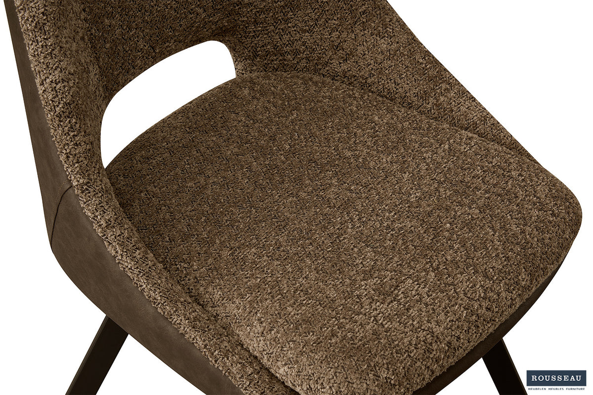 Rousseau - Chaise Filou Boucle - Dossier Sable PU Marron - 85x48x56 cm